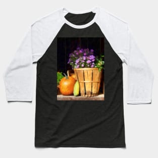 Basket of Asters With Pumpkin and Gourd Baseball T-Shirt